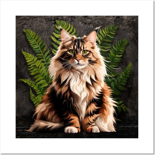 Portrait Of A Maine Coon Cat Posters and Art